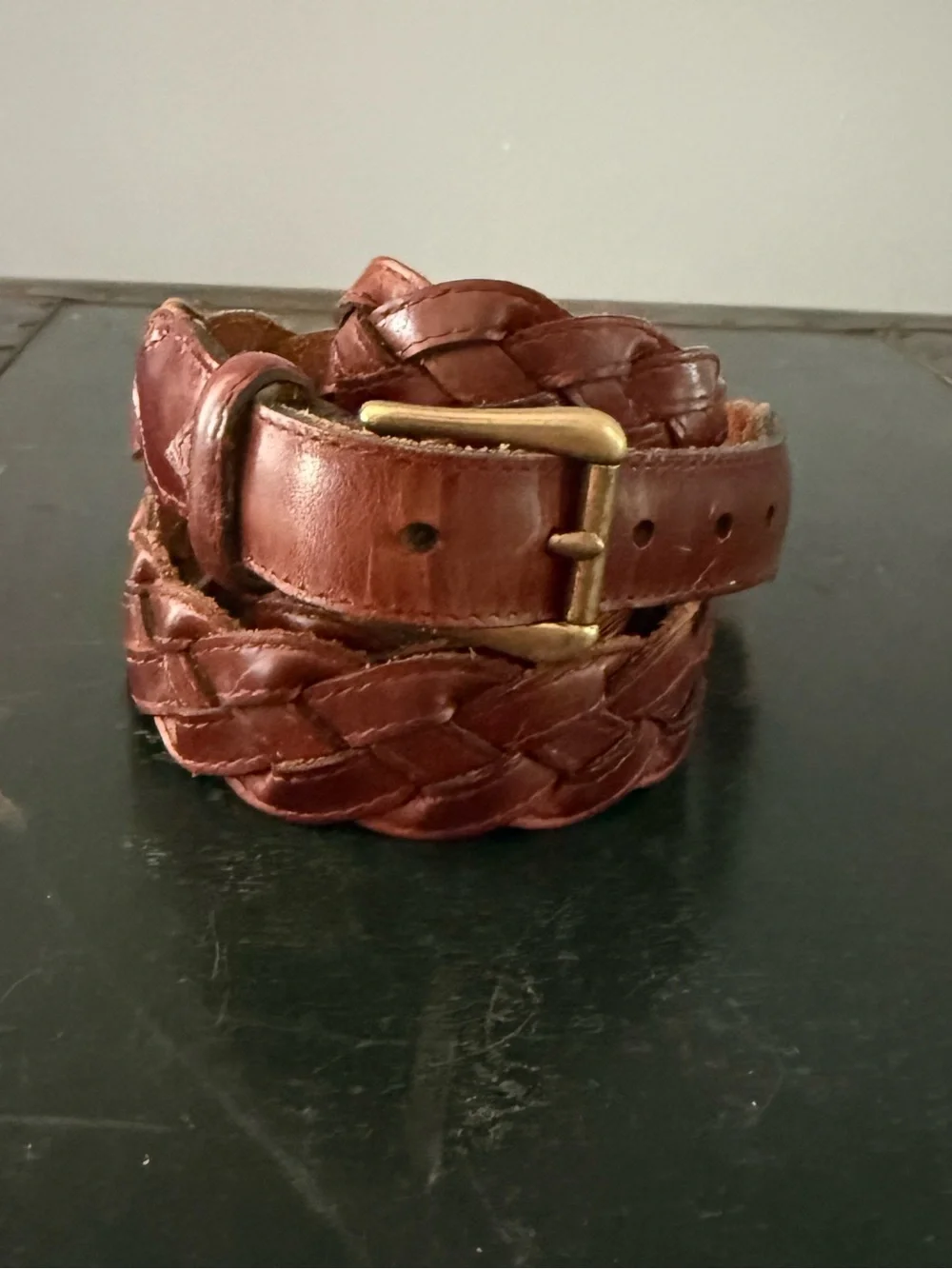 Brown Braided Leather Men's Belt - Classic Casual Style